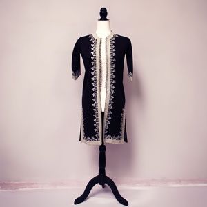 VINTAGE | Black and Silver Embroidered Overcoat
